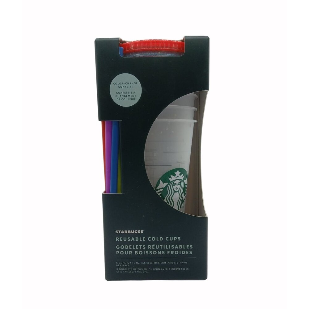 Starbucks 2021 Summer Color Changing Confetti 24 oz Venti Cold Cups Tumblers New